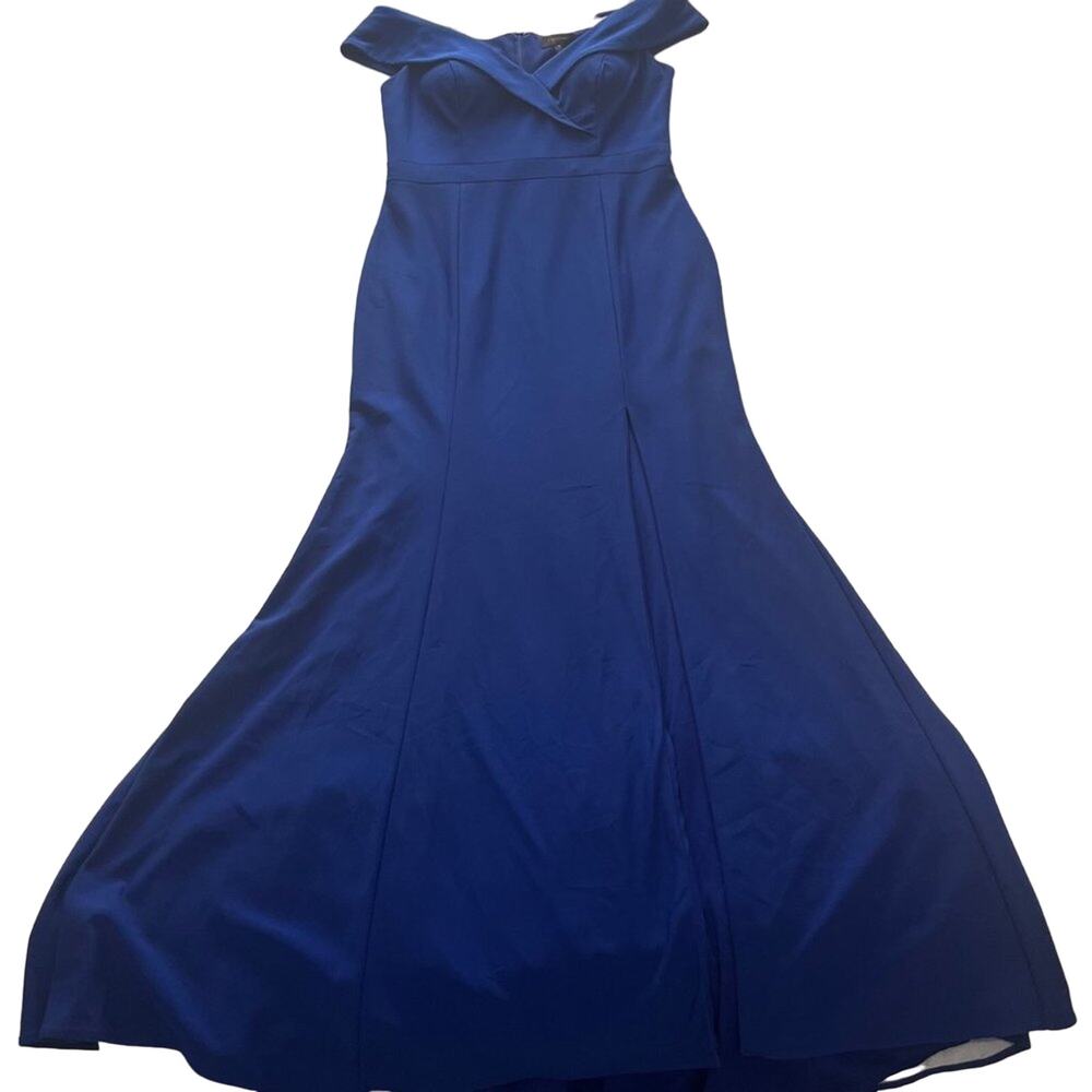 Aqua Off-The Shoulder Gown Bright Blue Size 12